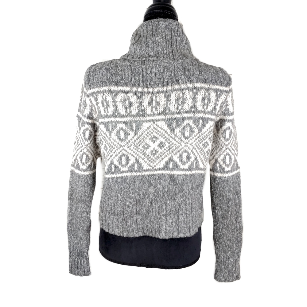 H&M Wool Mix Womens Crop Knit Gray/White Turtleneck - Picture 6 of 6